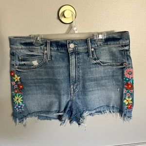 Mother Superior embroidered denim shorts size 28